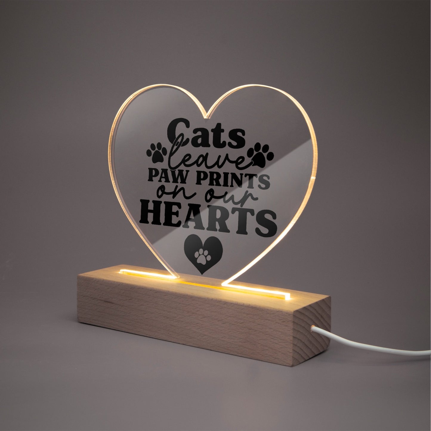 Cats Leave Paw Prints Acrylic Plaque with Stand - Heart - Kim’s Signature Beauty & Accessories (Store description)