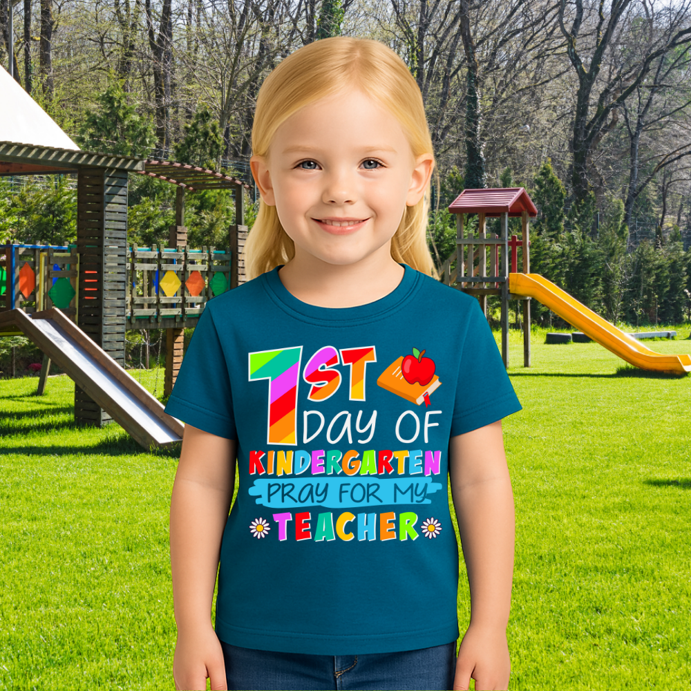 1st Day of Kindergarten T-Shirt – Pray for My Teacher - Kim’s Signature Beauty & Accessories (Store description)
