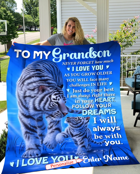 Personalized Grandson Plush Fleece Blanket - Kim’s Signature Beauty & Accessories
