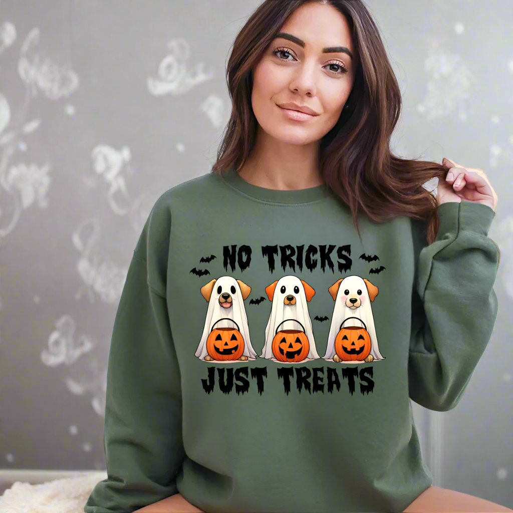 Trick or Treat Dog Trio Sweatshirt - Kim’s Signature Beauty & Accessories (Store description)