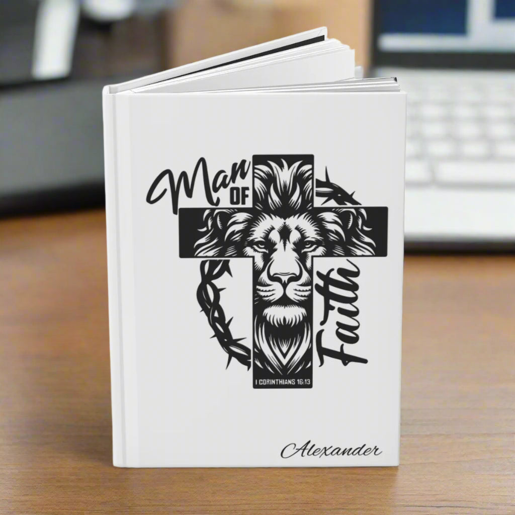 Personalized Man of Faith Journal - Lion & Cross Design - Kim’s Signature Beauty & Accessories (Store description)