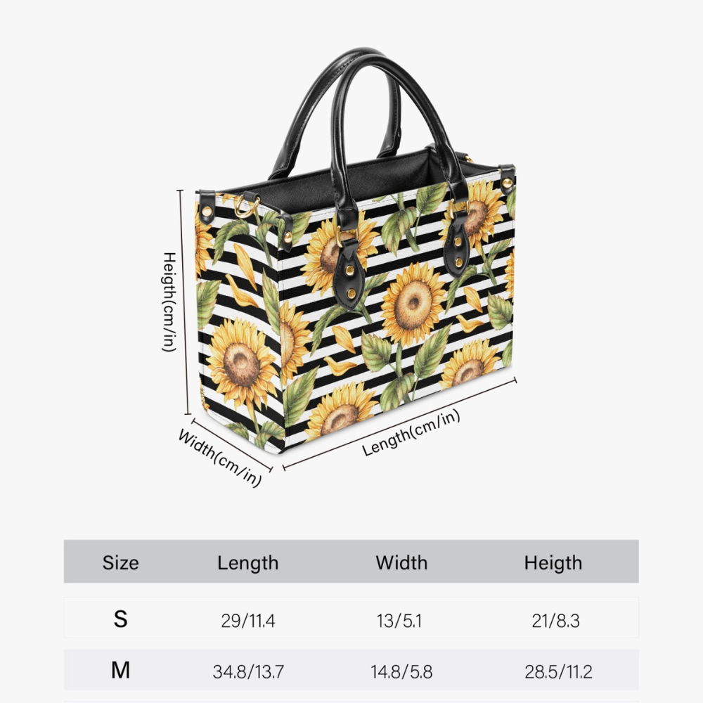 Sunflower Stripe PU Leather Handbag – Bold & Bright Everyday Bag - Kim’s Signature Beauty & Accessories