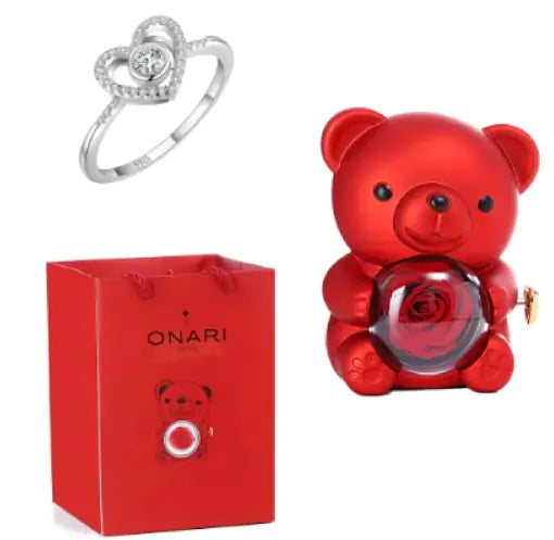 Rose Teddy Bear with Ring and Necklace - Kim’s Signature Beauty & Accessories