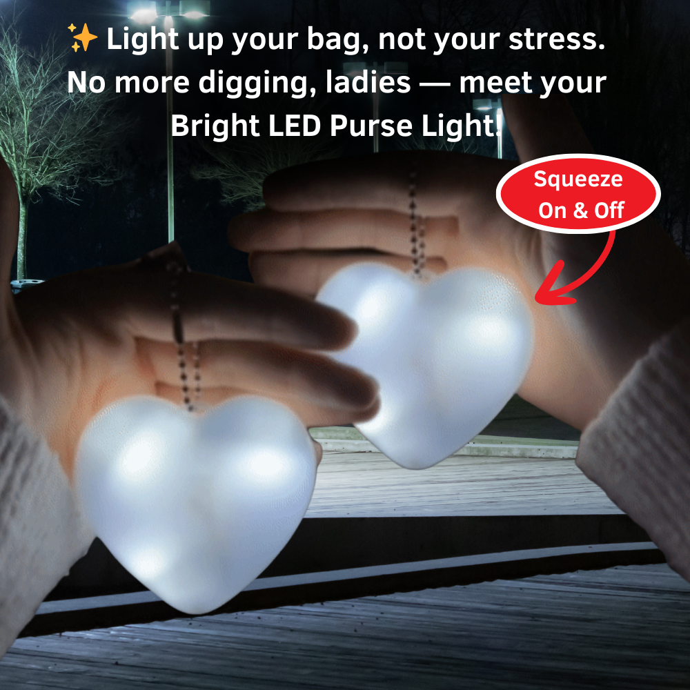 Heart or Round Shaped LED Purse Light - Kim’s Signature Beauty & Accessories (Store description)