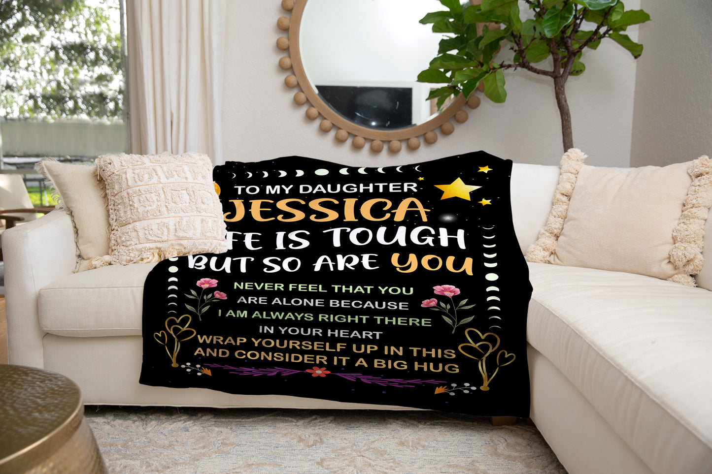 Personalize Daughter, Life is Tough Blanket - Kim’s Signature Beauty & Accessories (Store description)