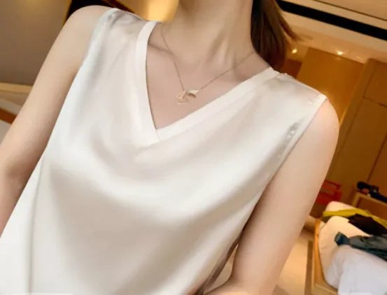 Women's Sleeveless Satin Blouse - Kim’s Signature Beauty & Accessories