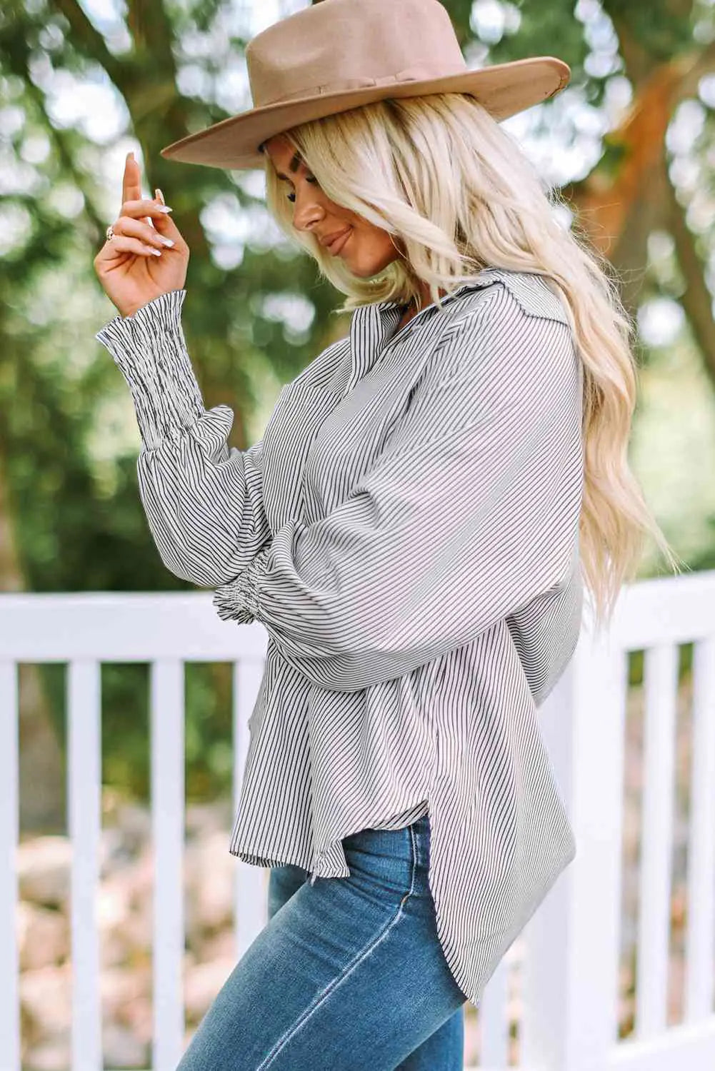 Fernanda Lantern Sleeve Shirt - Kim’s Signature Beauty & Accessories (Store description)