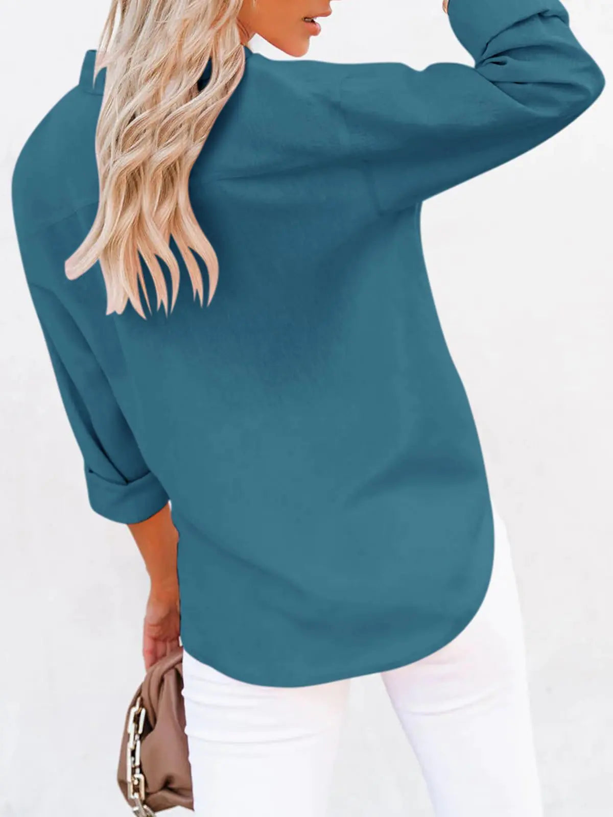 Women's Button Down V-Neck Tunic - Kim’s Signature Beauty & Accessories (Store description)