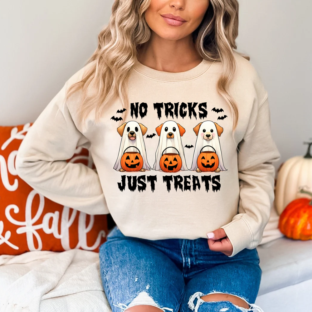Trick or Treat Dog Trio Sweatshirt - Kim’s Signature Beauty & Accessories (Store description)