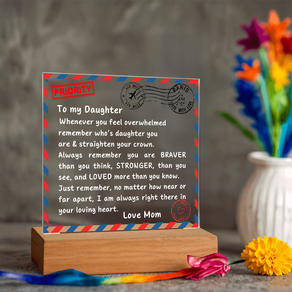 To My Daughter – Heartfelt Acrylic Letter from Mom - Kim’s Signature Beauty & Accessories (Store description)