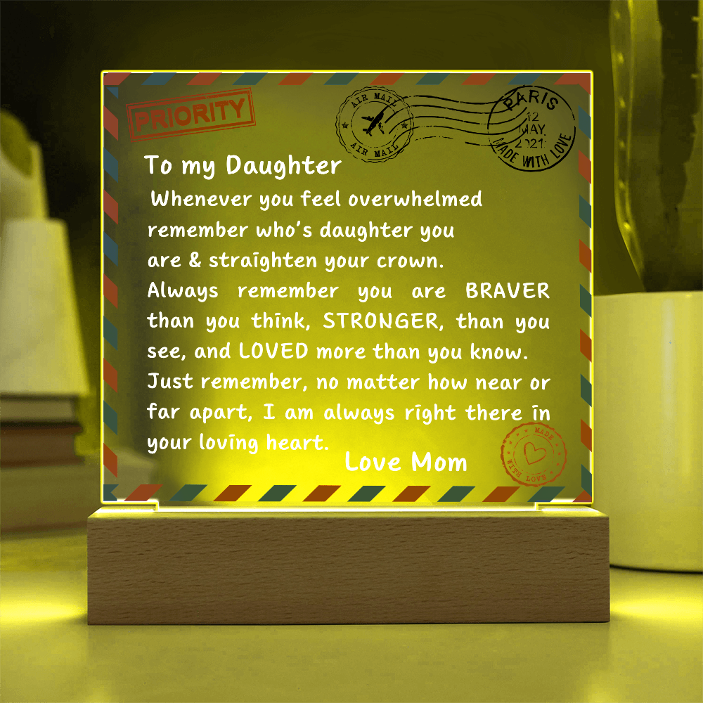 To My Daughter – Heartfelt Acrylic Letter from Mom - Kim’s Signature Beauty & Accessories (Store description)