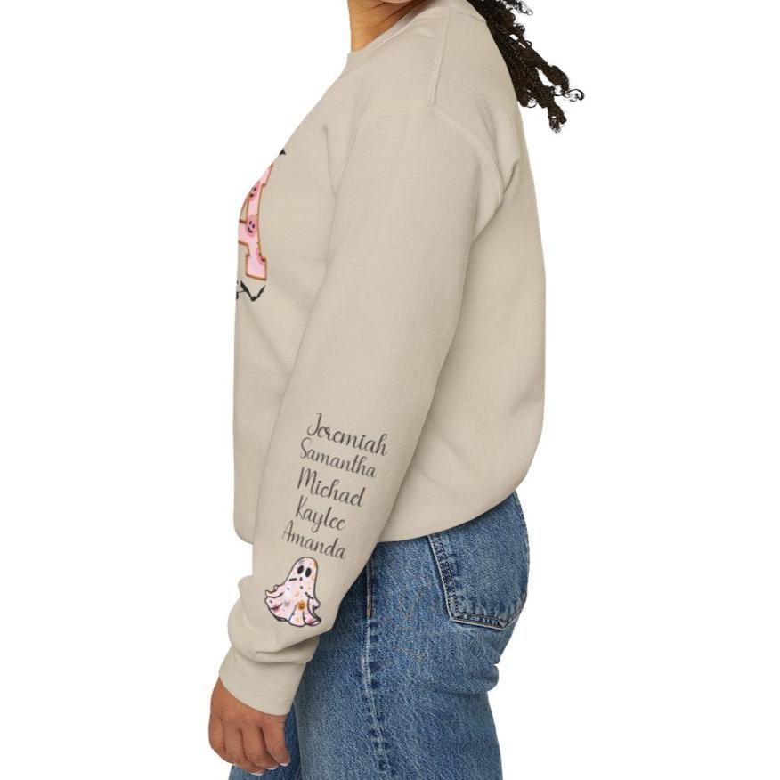 This Mama Loves Her Boos" Halloween Sweatshirt – Personalized Ghost Sleeve - Kim’s Signature Beauty & Accessories