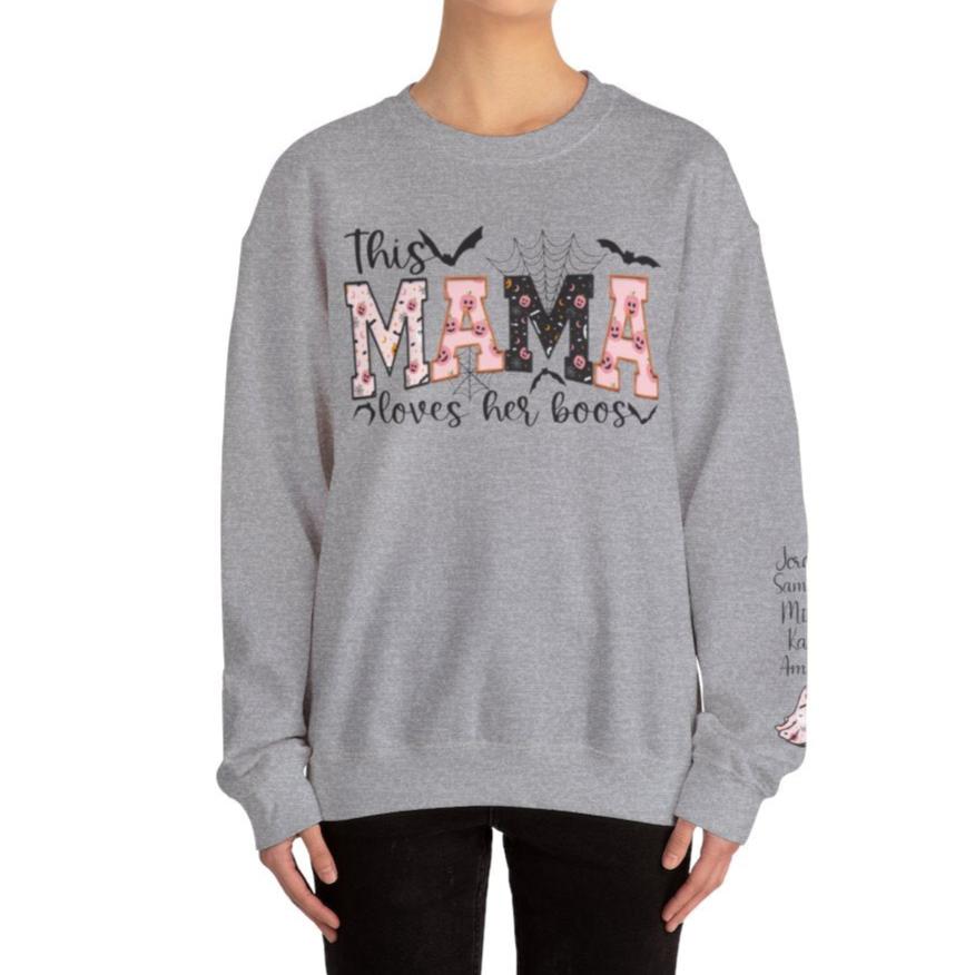 This Mama Loves Her Boos" Halloween Sweatshirt – Personalized Ghost Sleeve - Kim’s Signature Beauty & Accessories