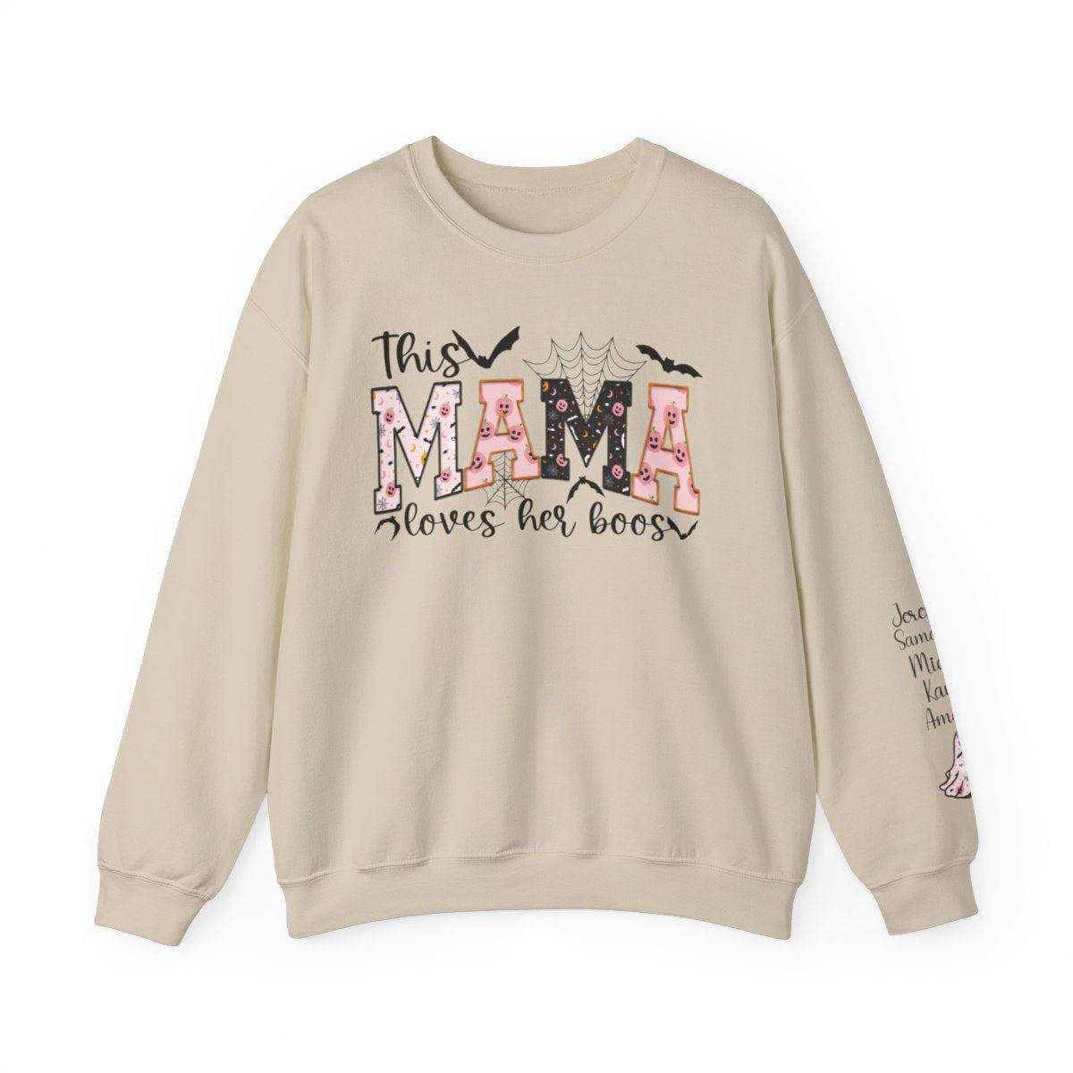 This Mama Loves Her Boos" Halloween Sweatshirt – Personalized Ghost Sleeve - Kim’s Signature Beauty & Accessories