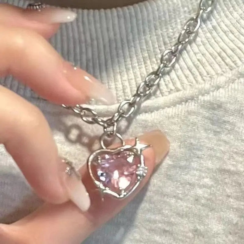 Pink Heart Pendant Necklace | Earrings - Kim’s Signature Beauty & Accessories