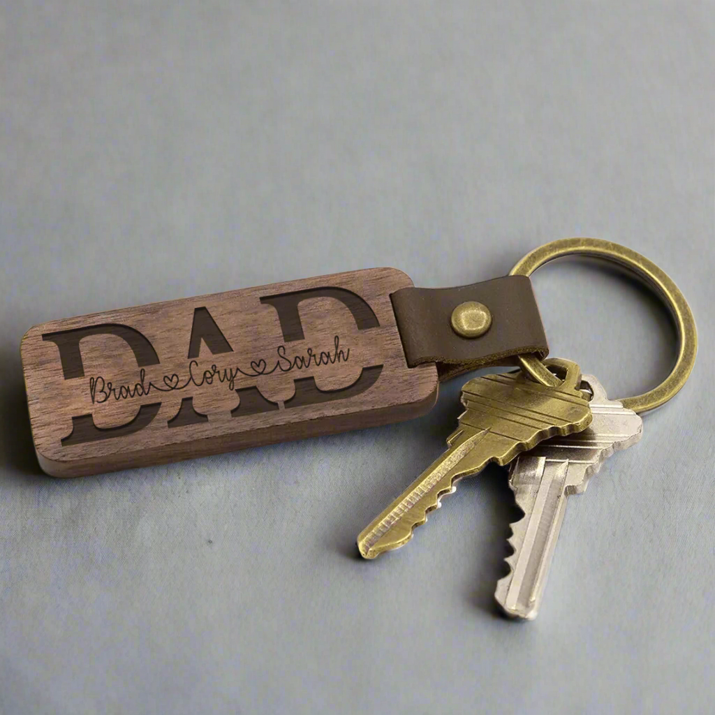 Personalized Dad Wooden Keychain – Custom Engraved Gift - Kim’s Signature Beauty & Accessories