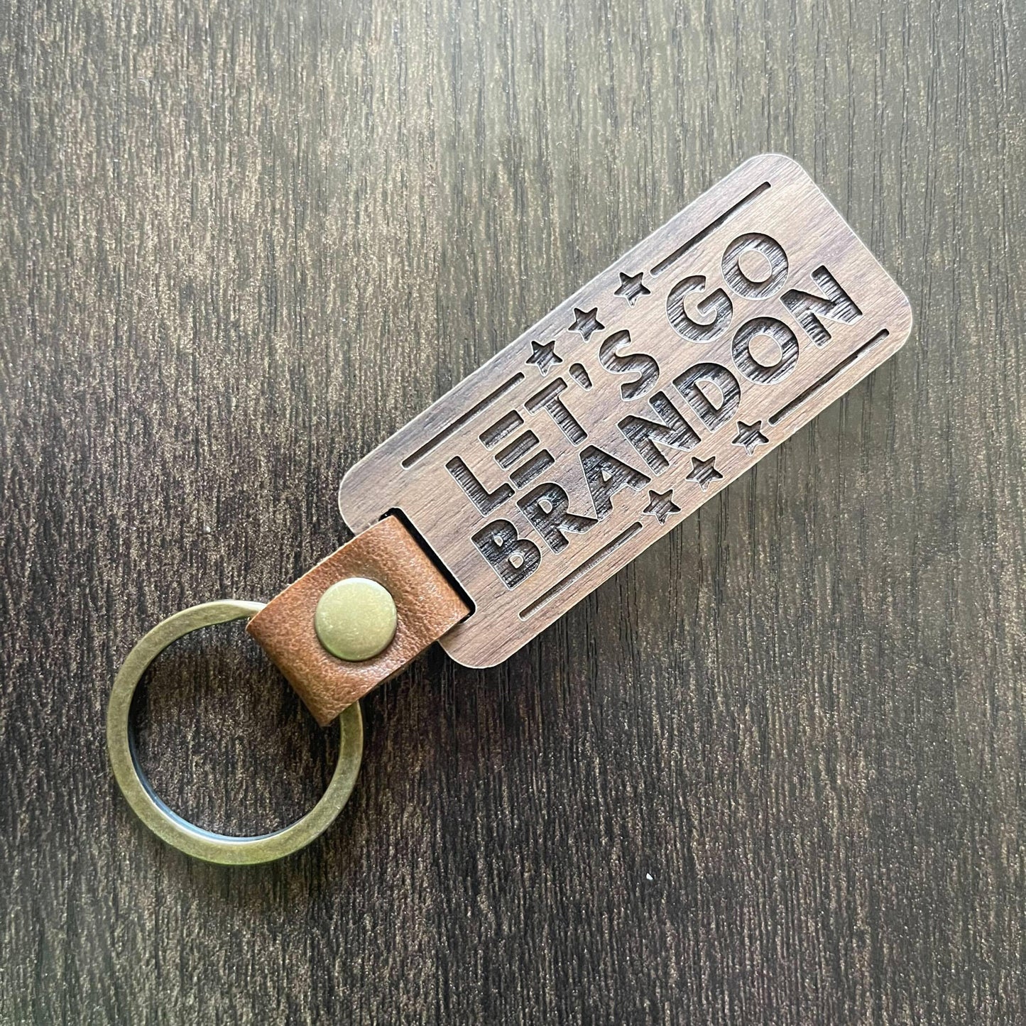 Lets Go Brandon - Wooden Keychain - Kim’s Signature Beauty & Accessories (Store description)