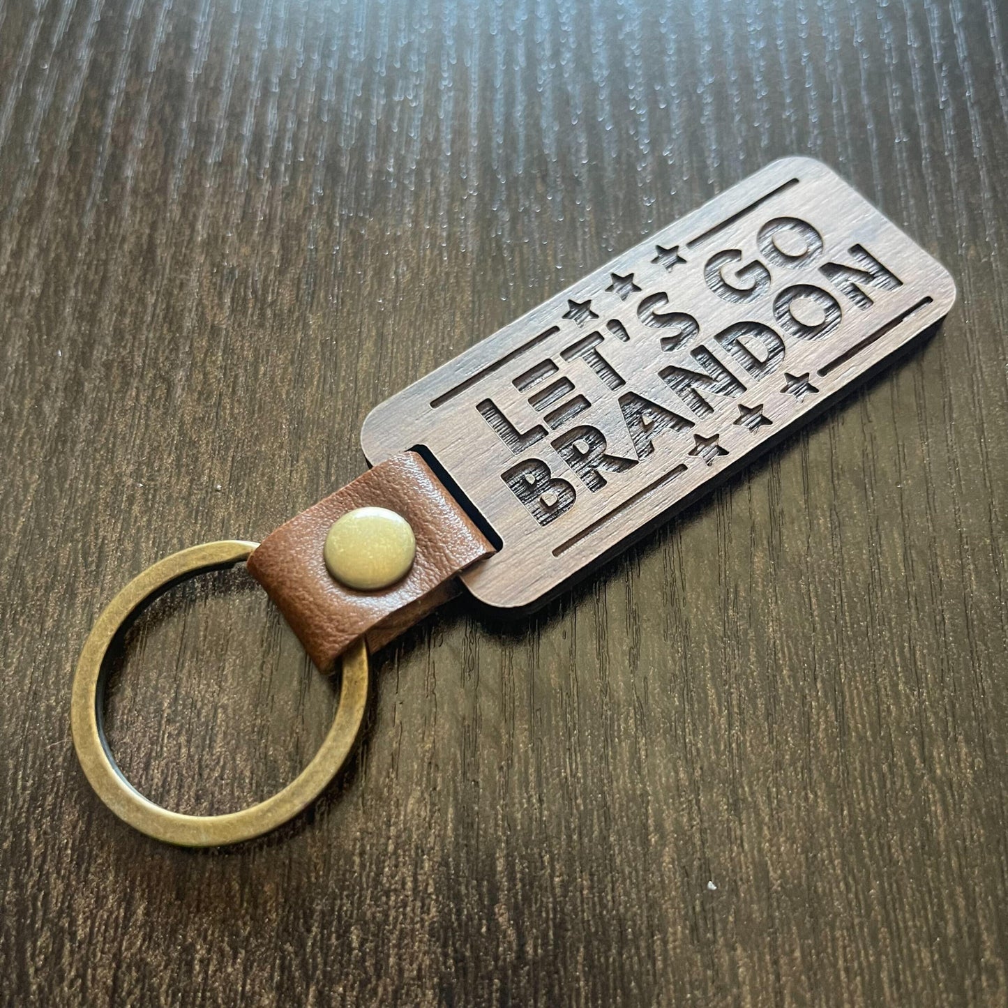 Lets Go Brandon - Wooden Keychain - Kim’s Signature Beauty & Accessories (Store description)