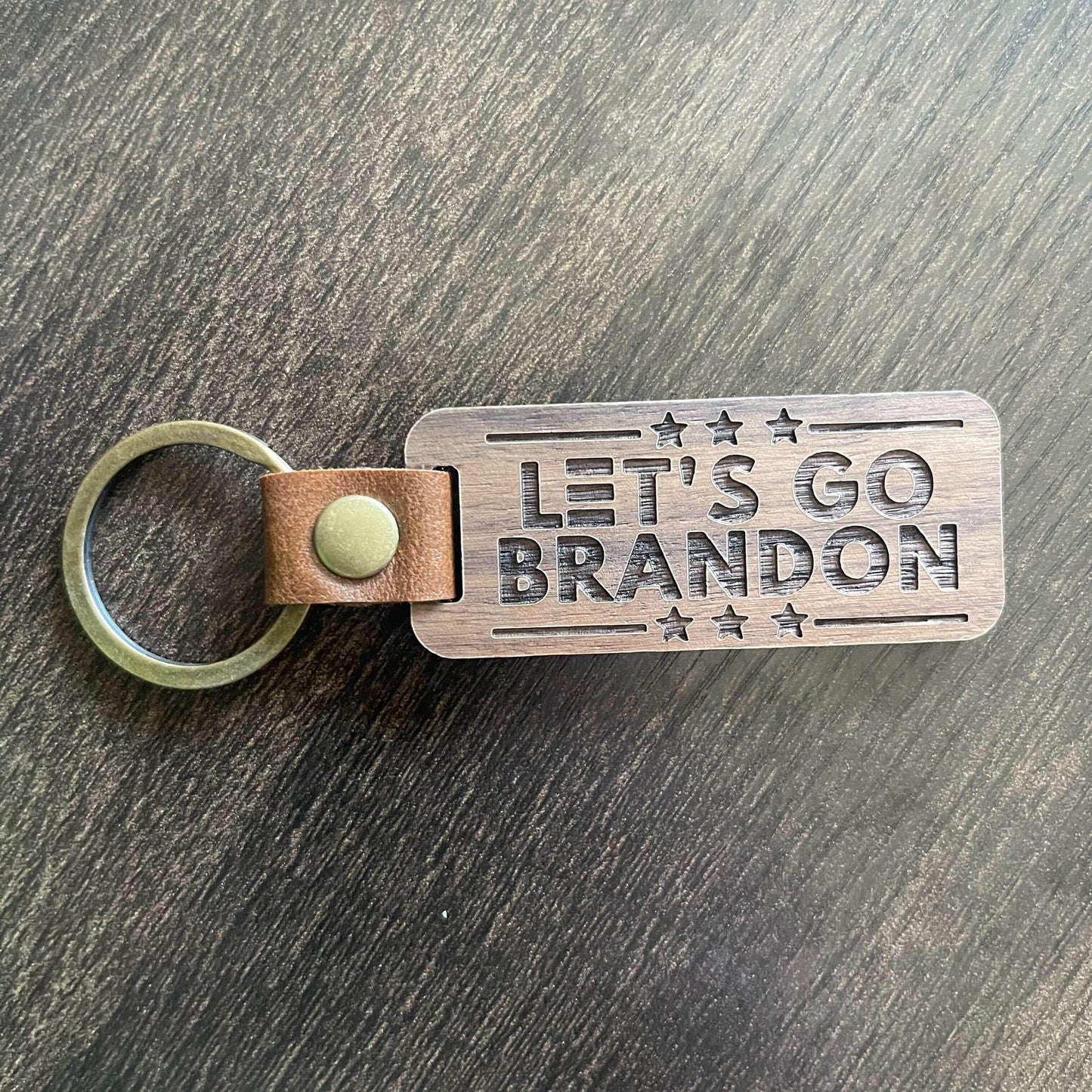 Lets Go Brandon - Wooden Keychain - Kim’s Signature Beauty & Accessories (Store description)