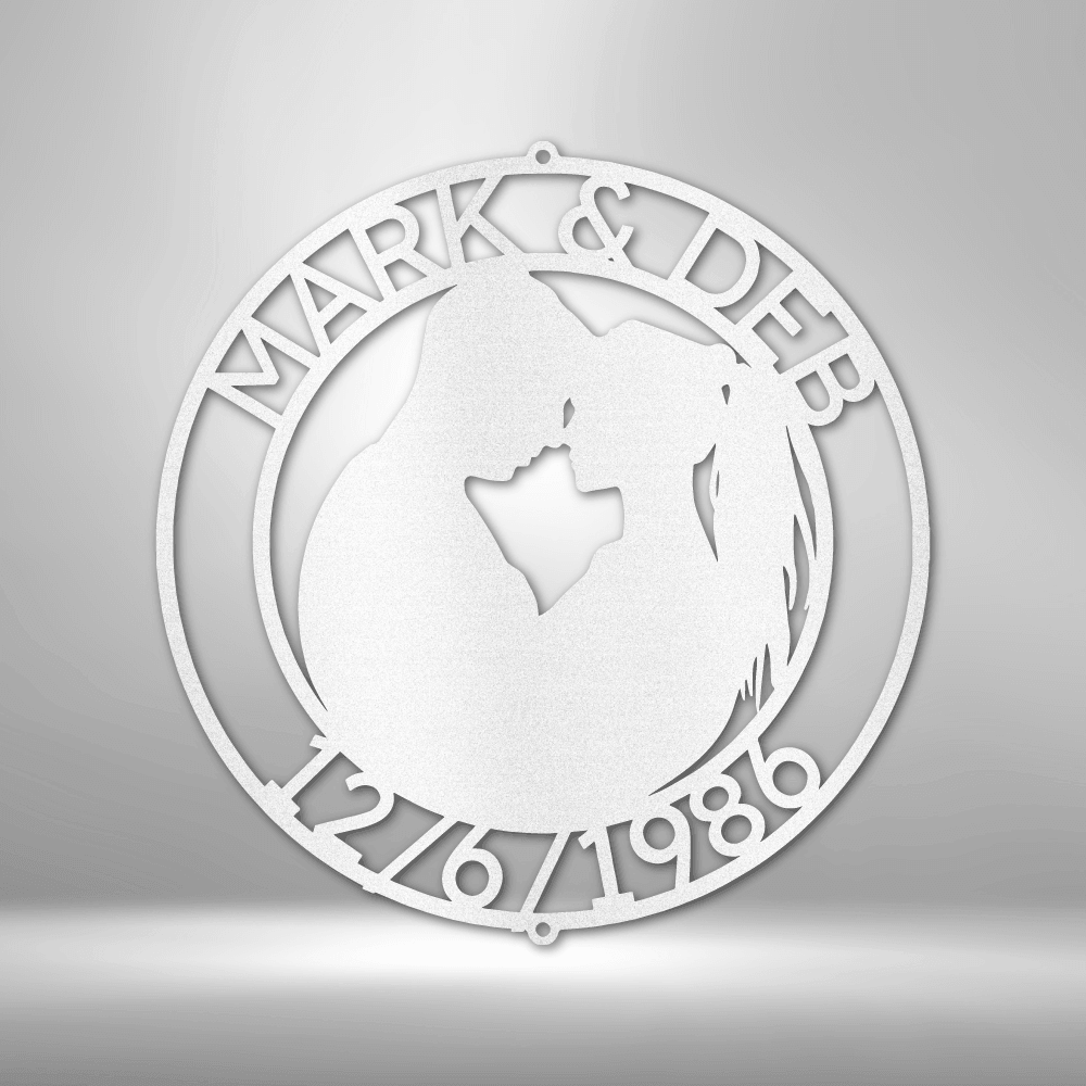 Couple Silhouette Monogram 2 - Steel Sign - Kim’s Signature Beauty & Accessories