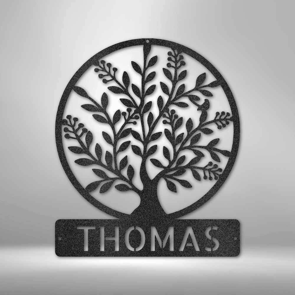 Simple Tree Monogram - Steel Sign - Kim’s Signature Beauty & Accessories (Store description)