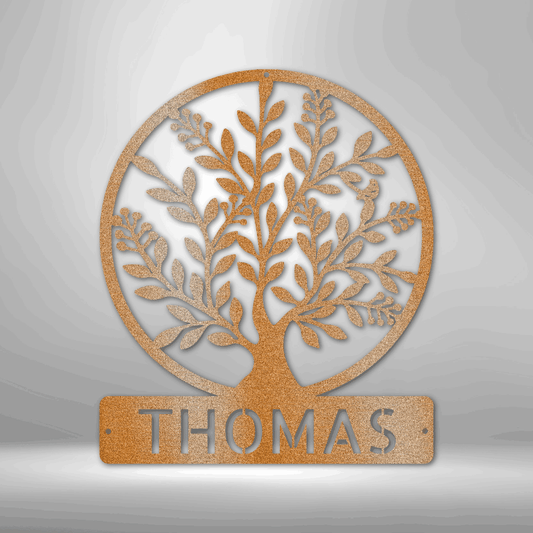 Simple Tree Monogram - Steel Sign - Kim’s Signature Beauty & Accessories