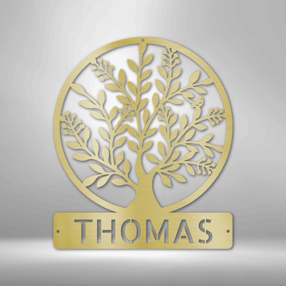 Simple Tree Monogram - Steel Sign - Kim’s Signature Beauty & Accessories (Store description)
