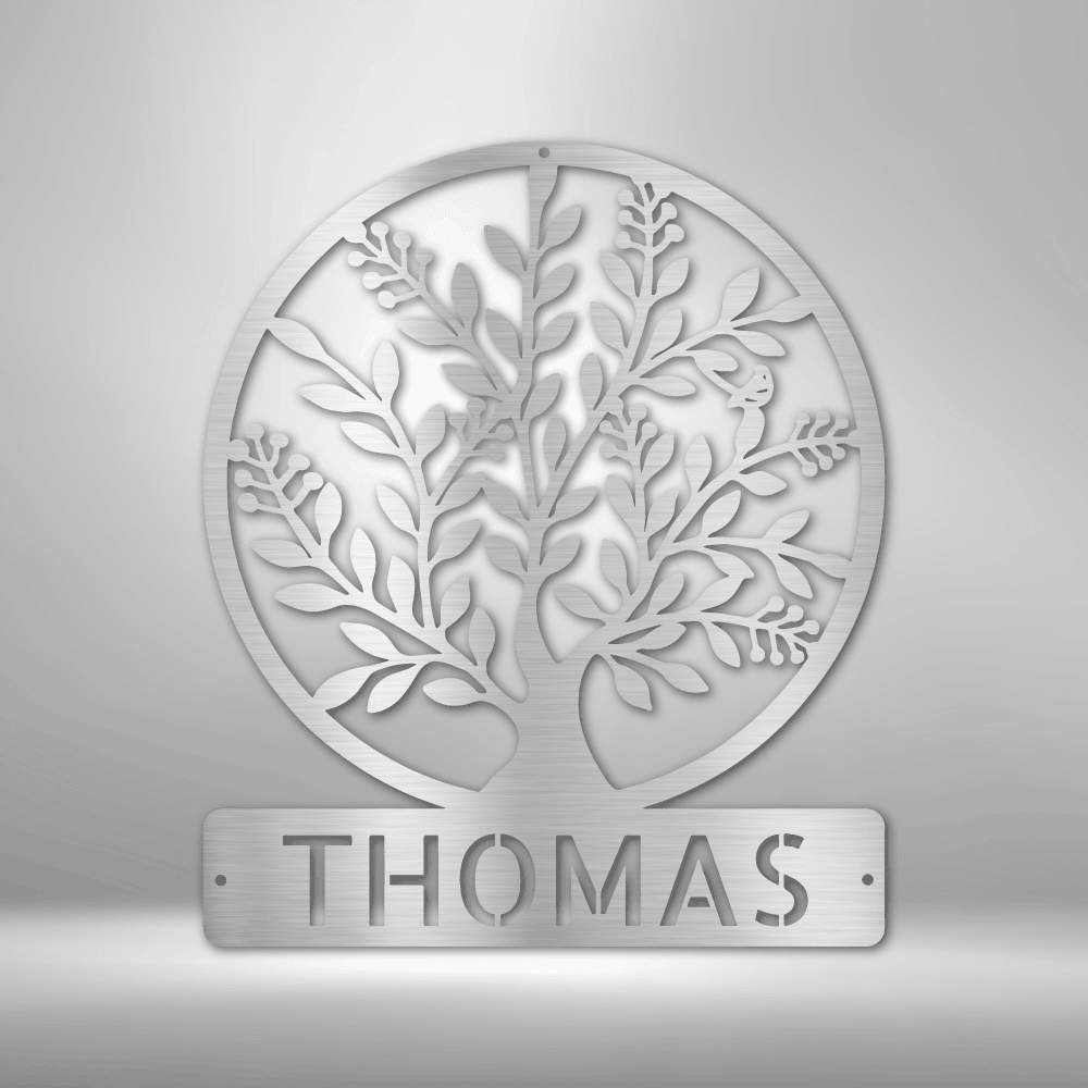 Simple Tree Monogram - Steel Sign - Kim’s Signature Beauty & Accessories (Store description)