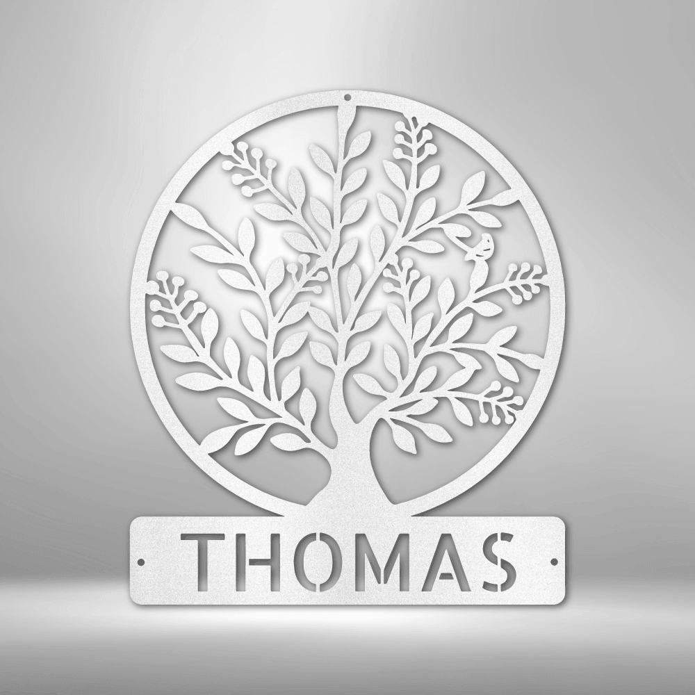 Simple Tree Monogram - Steel Sign - Kim’s Signature Beauty & Accessories (Store description)