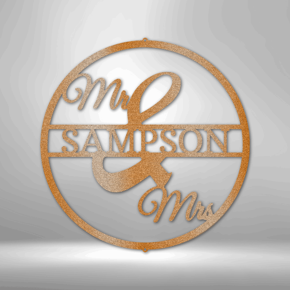 Mr and Mrs Circle Monogram - Steel Sign - Kim’s Signature Beauty & Accessories (Store description)