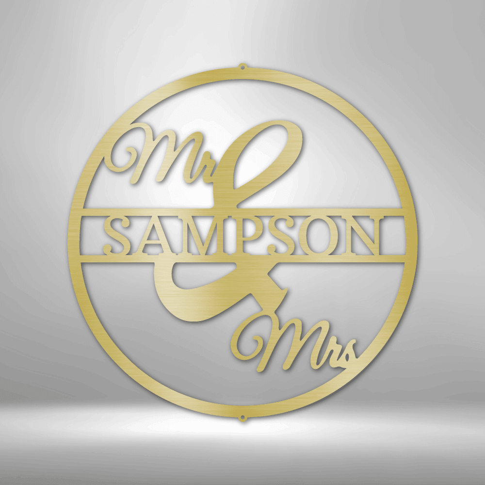 Mr and Mrs Circle Monogram - Steel Sign - Kim’s Signature Beauty & Accessories (Store description)