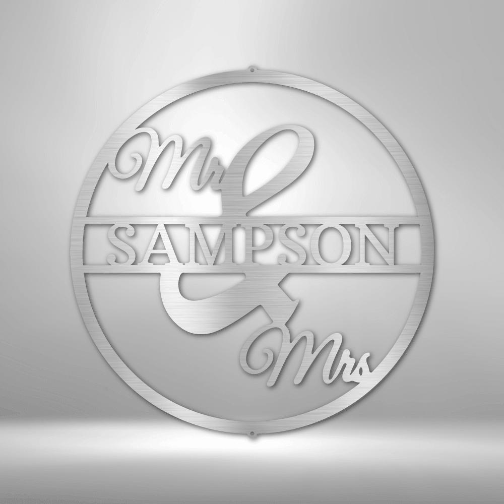 Mr and Mrs Circle Monogram - Steel Sign - Kim’s Signature Beauty & Accessories (Store description)
