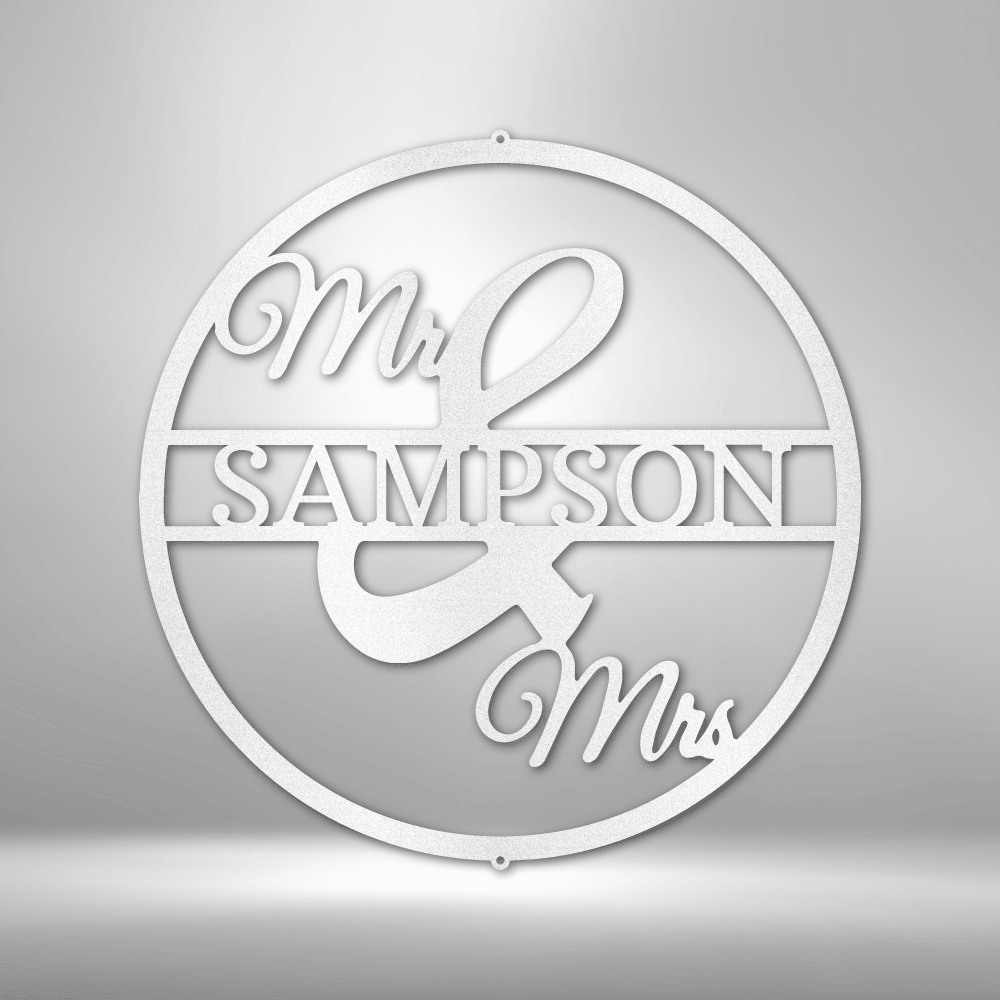 Mr and Mrs Circle Monogram - Steel Sign - Kim’s Signature Beauty & Accessories (Store description)