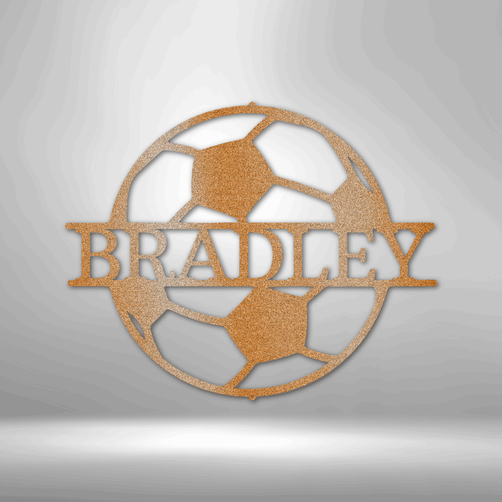 Soccer Monogram - Steel Sign - Kim’s Signature Beauty & Accessories (Store description)