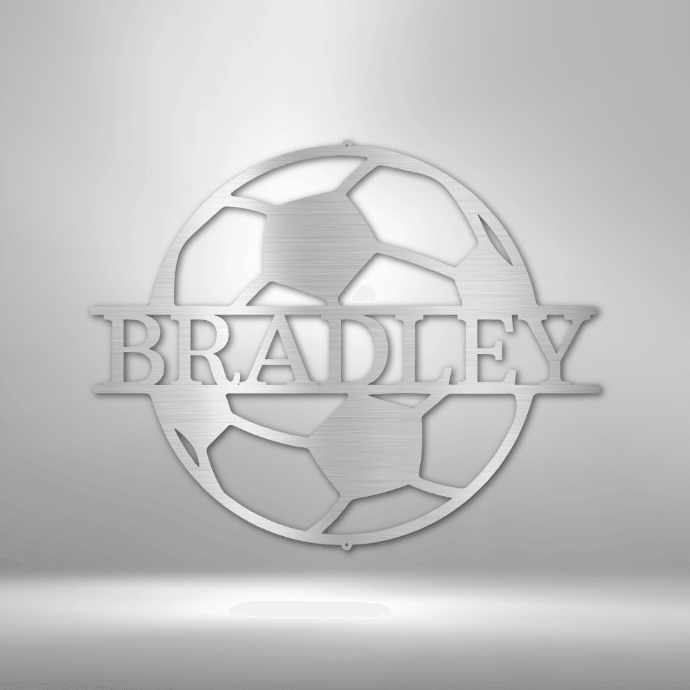 Soccer Monogram - Steel Sign - Kim’s Signature Beauty & Accessories (Store description)