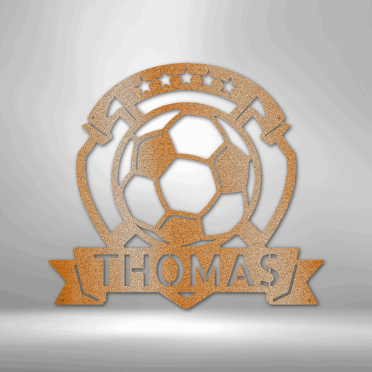 Soccer Plaque Monogram - Steel Sign - Kim’s Signature Beauty & Accessories