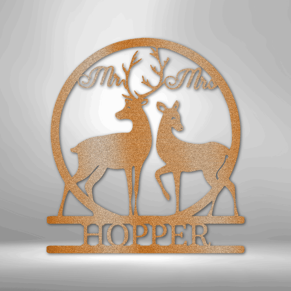 Mr and Mrs Deer Monogram - Steel Sign - Kim’s Signature Beauty & Accessories (Store description)