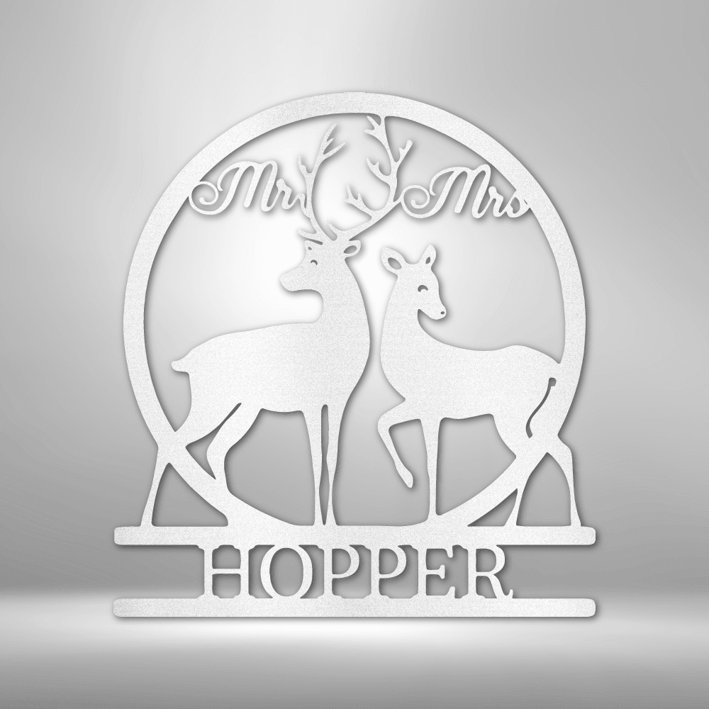 Mr and Mrs Deer Monogram - Steel Sign - Kim’s Signature Beauty & Accessories (Store description)