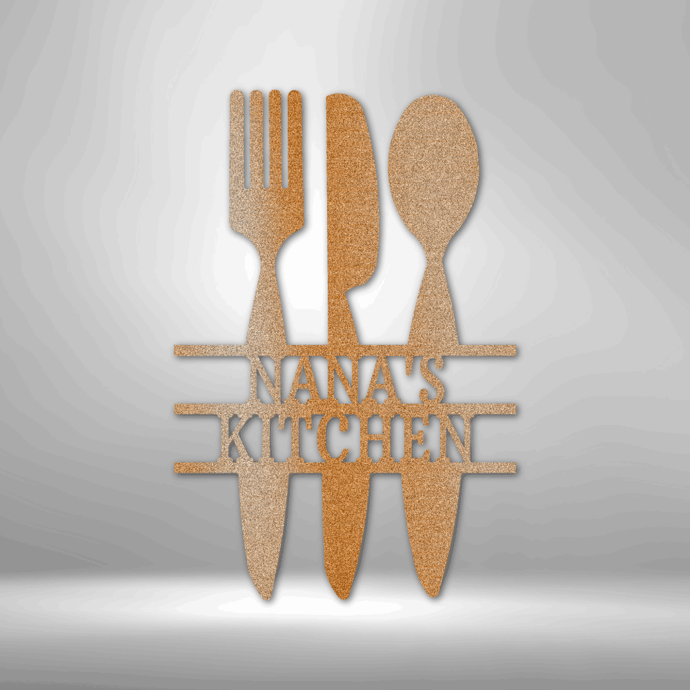 Kitchen Utensil Monogram - Steel Sign - Kim’s Signature Beauty & Accessories (Store description)