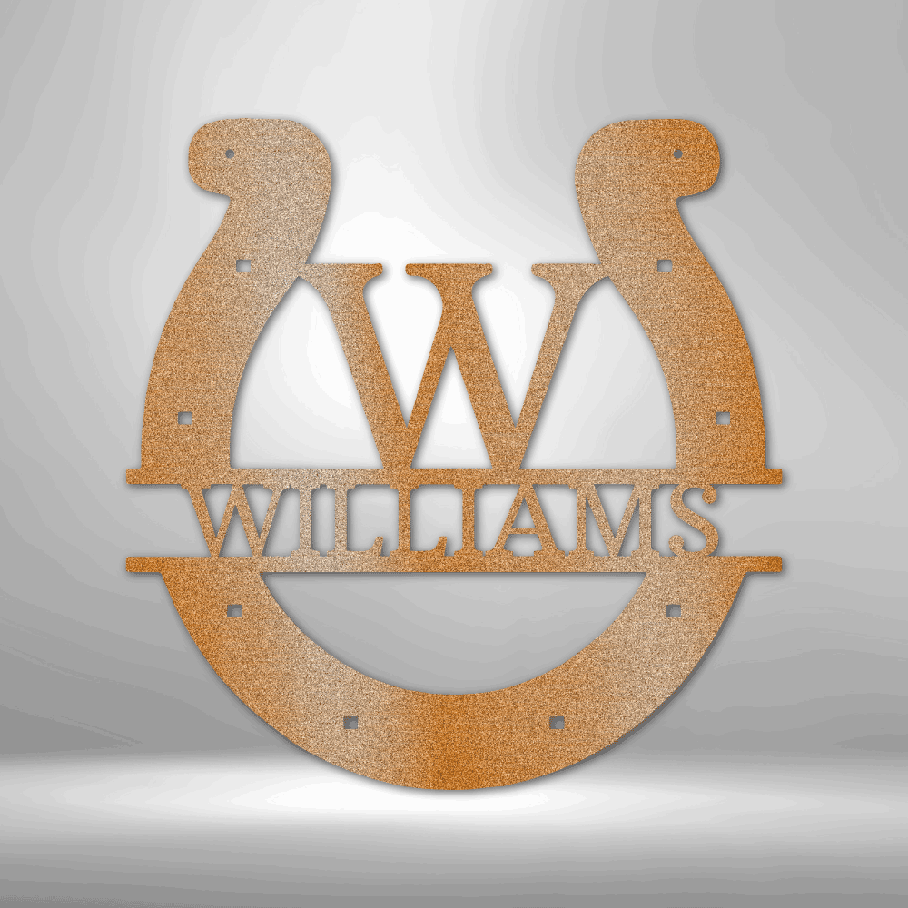 Custom Horseshoe Monogram - Steel Sign - Kim’s Signature Beauty & Accessories (Store description)