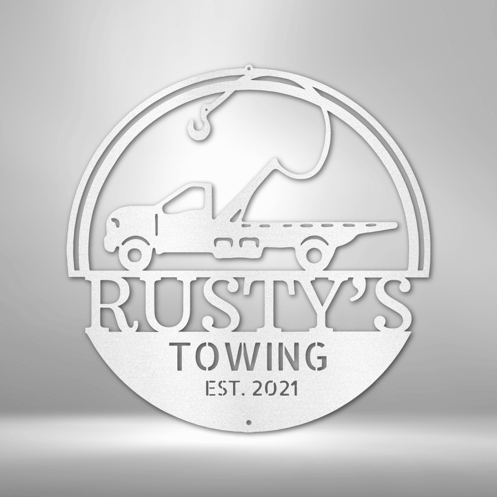 Tow Truck Monogram - Steel Sign - Kim’s Signature Beauty & Accessories