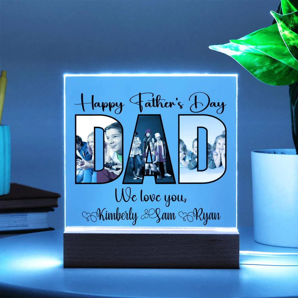 Personalized Father’s Day LED Acrylic Plaque – Photo & Name Custom Gift for Dad
