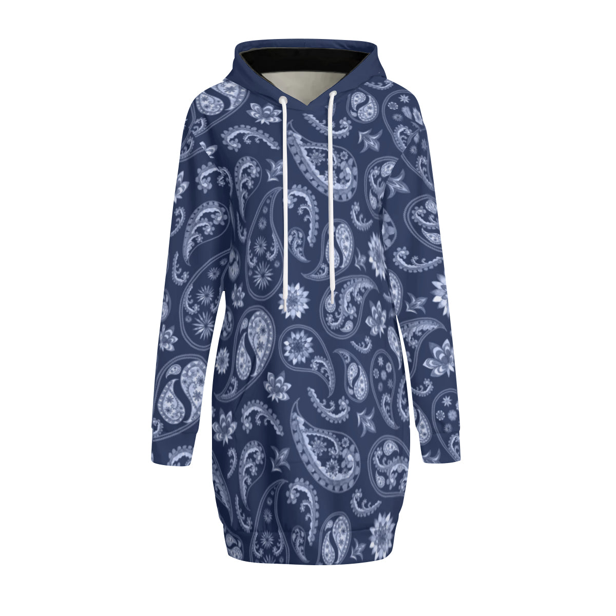 Blue & White Paisley Hoodie Sweat Dress - Kim’s Signature Beauty & Accessories    