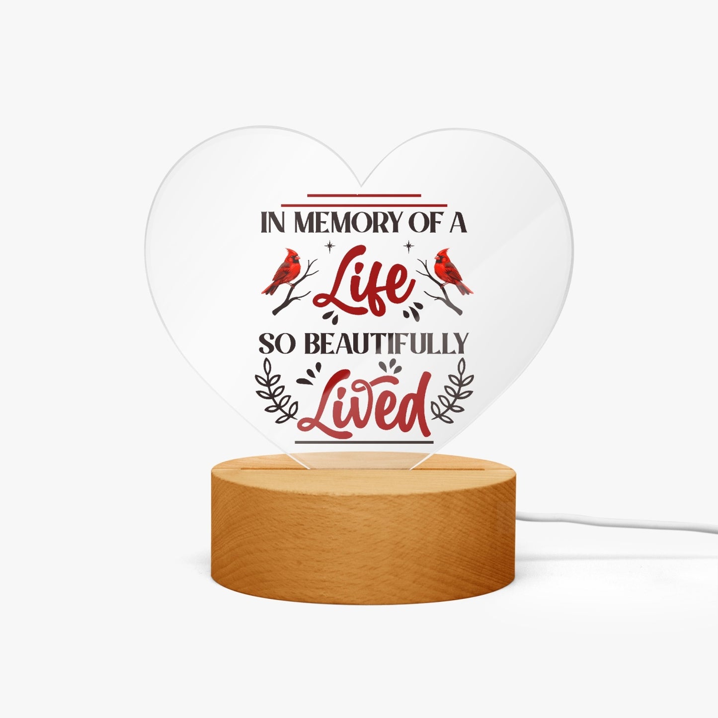 In Memory Acrylic Plaque with Stand - Heart - Kim’s Signature Beauty & Accessories    