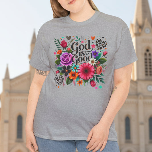 God Is Good Floral Christian Faith Tee - Kim’s Signature Beauty & Accessories    