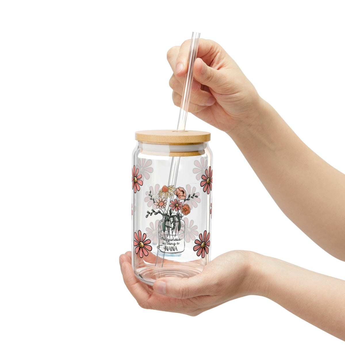 Happiness is being a Nana | Sipper Glass, 16oz - Kim’s Signature Beauty & Accessories    (Store description)