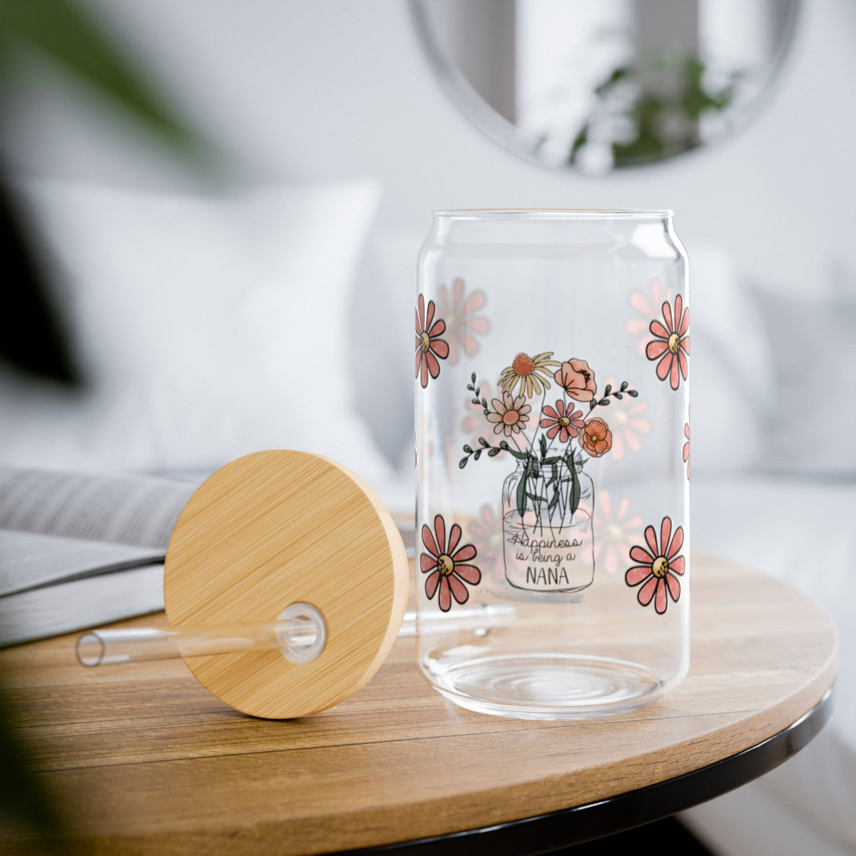 Happiness is being a Nana | Sipper Glass, 16oz - Kim’s Signature Beauty & Accessories    (Store description)