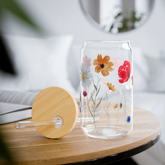 Summer Flowers Sipper Glass, 16oz - Kim’s Signature Beauty & Accessories    