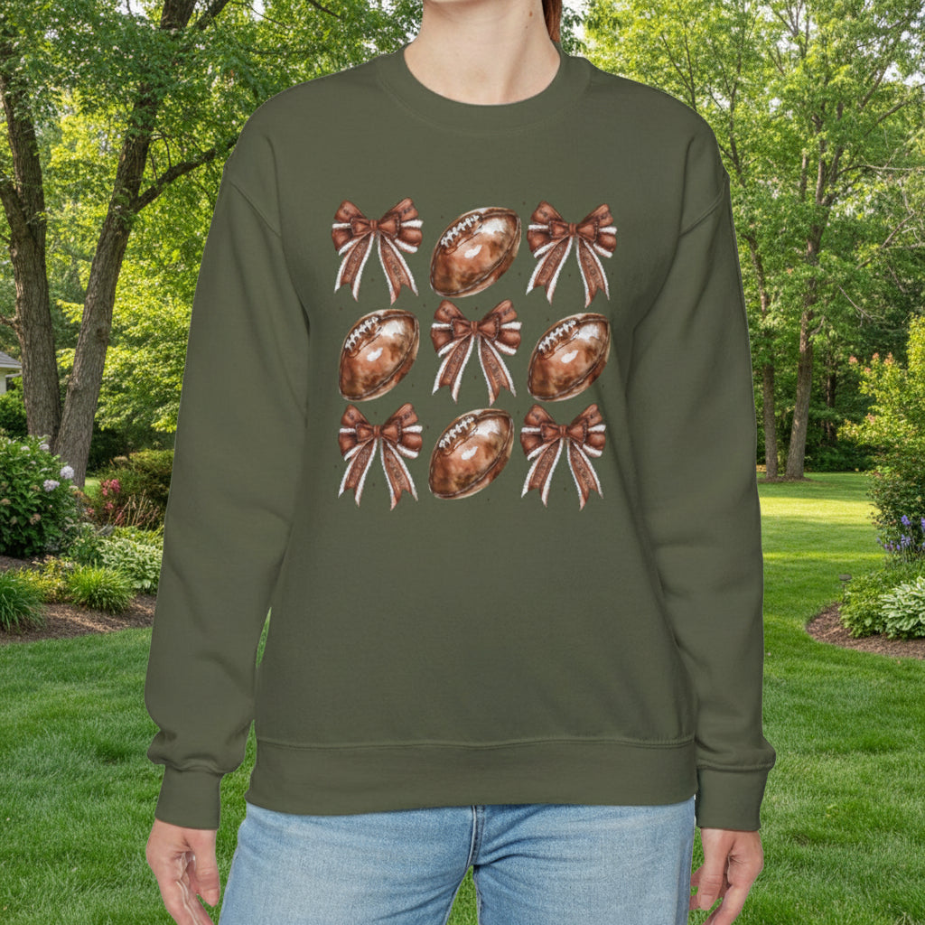 Bows & Footballs Sweatshirt - Kim’s Signature Beauty & Accessories    
