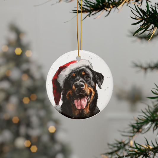 Rottweiler Santa Ceramic Ornament, 2-Side Print - Kim’s Signature Beauty & Accessories    (Store description)